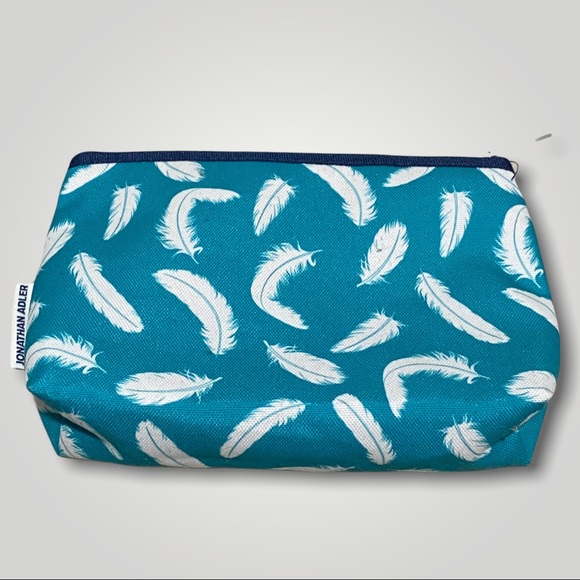 Clinique X Jonathan Adler Blue Feather Makeup Bag - Picture 1 of 5